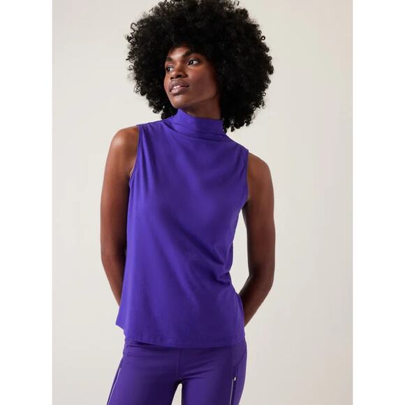 Athleta Outbound Tank Womens XS Noble Blue Pullover Mock Neck Camisole Outbound - Picture 2 of 11